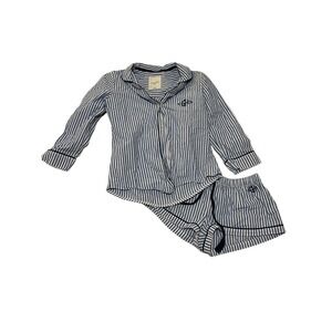 Gilly Hicks Hollister Sydney Striped Pajama Set Women's Top Shorts Blue White